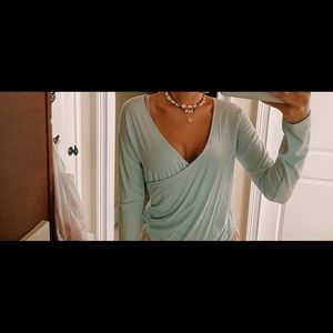 Light blue cute long sleeve top.